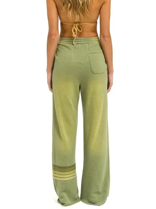 Aviator Nation - Rugby Stitch Wide Leg Sweatpants - Faded Army *Size L* - Picture 4 of 4